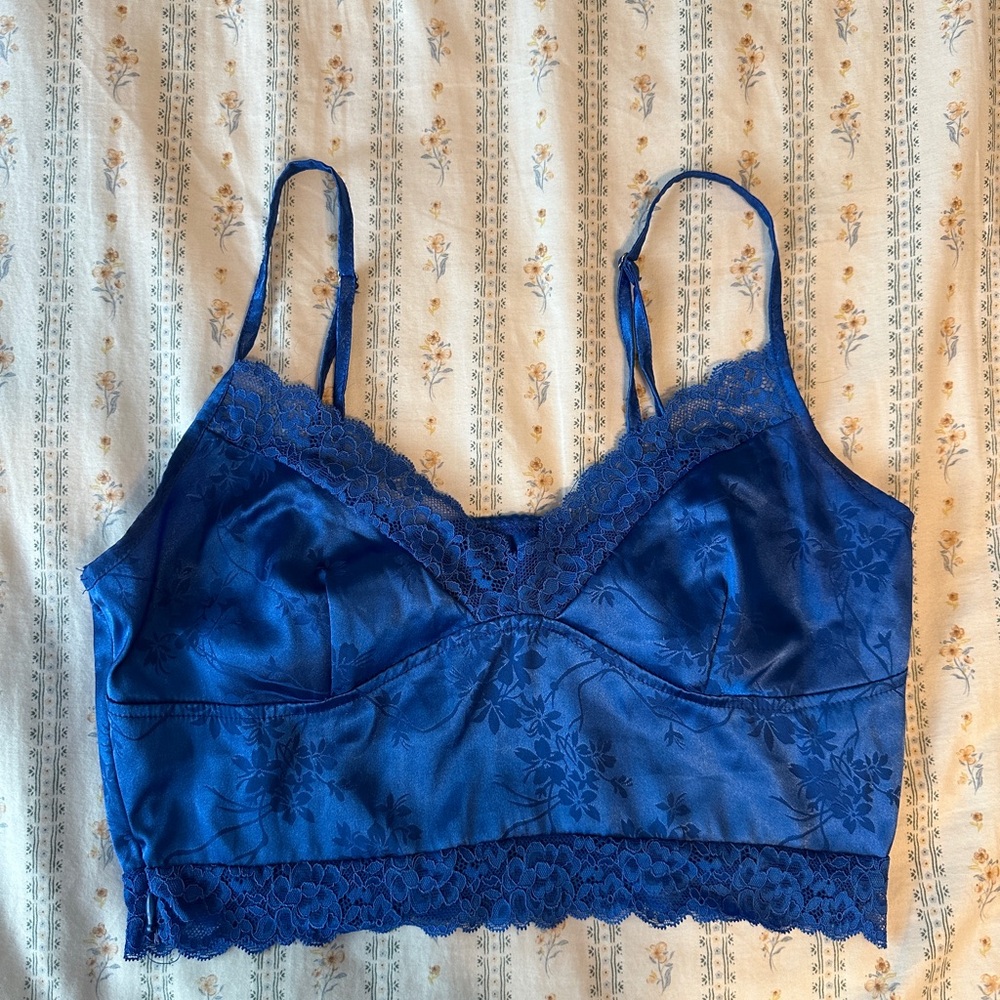Blue Lace Crop Top